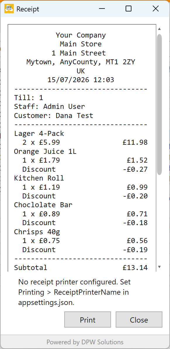 Example Receipt